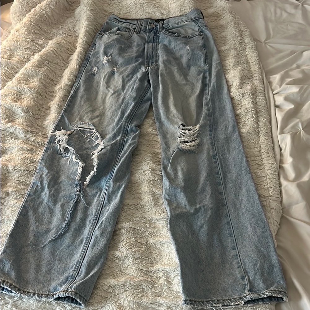 BDG Blue Boyfriend Jeans with Distressed Details